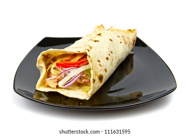 Turkish Chicken Doner Kebab In Wrap