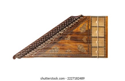 Turkish classical music instrument zither kanun for played isolated on white - Shutterstock ID 2227182489