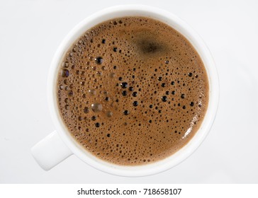 Turkish Coffee From Top Over White Background.    