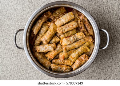 Turkish Dolma Lahana Sarmasi / Cabbage Rolls In A Pot.