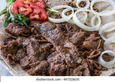 Turkish Doner Kebab On A Lavash / Shawarma Beef.
