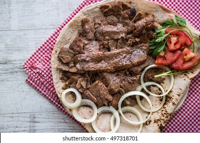 Turkish Doner Kebab On A Lavash / Shawarma Beef.
