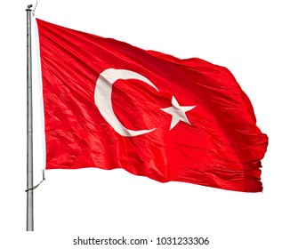 Turkish Flag Isolated Over White Background