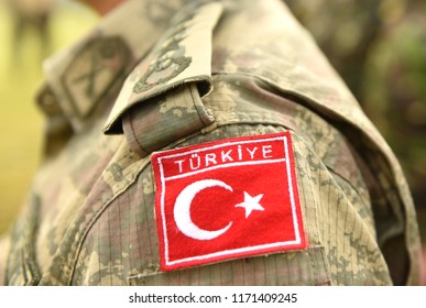 Turkish Flag On Turkey Army Uniform. Turkey Troops