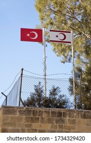 Turkish Flag At United Nations Buffer Zone In Cyprus - Green Line In Nicosia. Cyprus