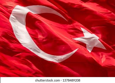 Turkish Flag Waving On The Wind