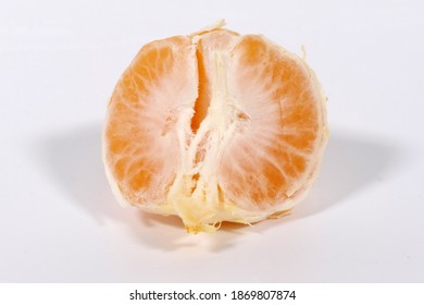 Turkish garden fruit Peeled tangerine or mandarin fruit isolated on white background cutout