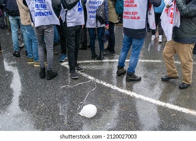 The Turkish Medical Association And Medical Chambers Organized 1 Day Strike Across Turkey On February 8, 2022. Capa Medical Faculty Health Workers Made A March And A Press Statement In Fatih,Istanbul