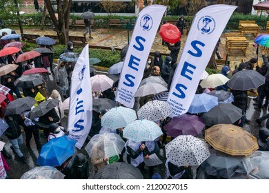 The Turkish Medical Association And Medical Chambers Organized 1 Day Strike Across Turkey On February 8, 2022. Capa Medical Faculty Health Workers Made A March And A Press Statement In Fatih,Istanbul