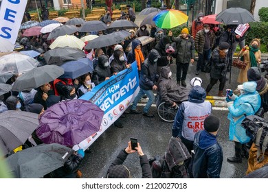 The Turkish Medical Association And Medical Chambers Organized 1 Day Strike Across Turkey On February 8, 2022. Capa Medical Faculty Health Workers Made A March And A Press Statement In Fatih,Istanbul