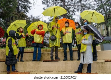 The Turkish Medical Association And Medical Chambers Organized 1 Day Strike Across Turkey On February 8, 2022. Capa Medical Faculty Health Workers Made A March And A Press Statement In Fatih,Istanbul