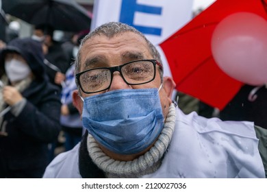 The Turkish Medical Association And Medical Chambers Organized 1 Day Strike Across Turkey On February 8, 2022. Capa Medical Faculty Health Workers Made A March And A Press Statement In Fatih,Istanbul