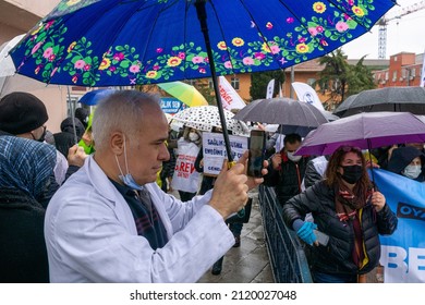 The Turkish Medical Association And Medical Chambers Organized 1 Day Strike Across Turkey On February 8, 2022. Capa Medical Faculty Health Workers Made A March And A Press Statement In Fatih,Istanbul