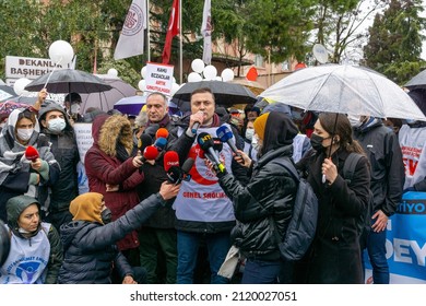 The Turkish Medical Association And Medical Chambers Organized 1 Day Strike Across Turkey On February 8, 2022. Capa Medical Faculty Health Workers Made A March And A Press Statement In Fatih,Istanbul