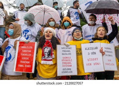 The Turkish Medical Association And Medical Chambers Organized 1 Day Strike Across Turkey On February 8, 2022. Capa Medical Faculty Health Workers Made A March And A Press Statement In Fatih,Istanbul