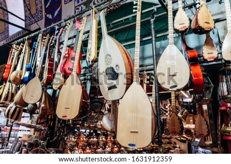 Turkish musical instruments are sold in the market