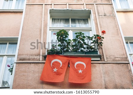Similar – Image, Stock Photo Turkish Flag hanging out the car window