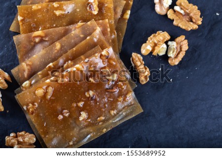 Turkish Pestil / Dried Fruit Pulp with Sesame and Walnut