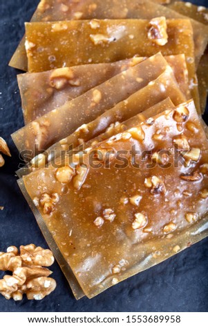 Turkish Pestil / Dried Fruit Pulp with Sesame and Walnut