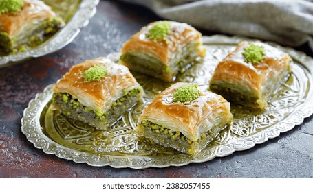 Turkish Pistachio Baklava Dessert bakery  - Powered by Shutterstock