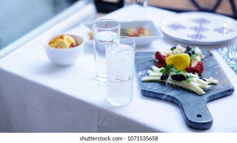 Turkish Rak Greek Ouzo With Meze Table