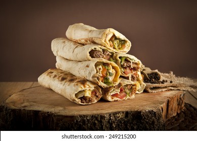 Turkish Shawarma Durum Traditional Sish Kebab Wrap