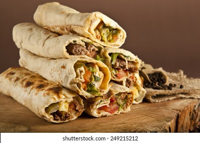 Turkish Shawarma Durum Traditional Sish Kebab Wrap