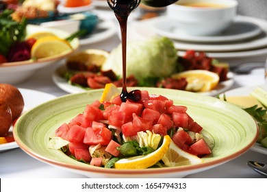 Turkish Shepherd Salad With Pomegranate Sauce.