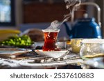 Turkish Tea (Türk Çayı) in the Turkish Breakfast Photo, Üsküdar Istanbul, Turkiye (Turkey)