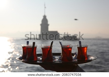 Turkish tea and Maiden's Tower (Kız Kulesi)