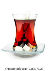 Turkish Tea In Traditional Glass.