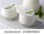  Turkish traditional drink ayran , kefir or buttermilk made from yogurt