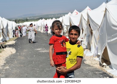 TURKISH-SYRIAN BORDER -JUNE 18, 2011: Unidentified Syrian People In Refugee Camp In Turkey On June 18, 2011 On The Turkish - Syrian Border.