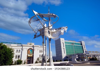 Turkmenistan, Ashgabat: 02 07 2009. Modern Statue In A Square, Ashgabat, Turkmenistan