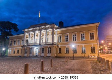 Turku, Finland - August 5, 2021: Abo Akademi University at night.