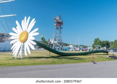 Turku, Finland - August 6, 2021: Huge daisy by Jani Rattya.