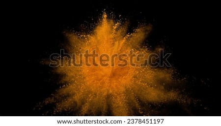 Turmeric, curcuma longa, Powder Exploding against Black Background, Indian Spice