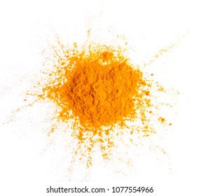 Turmeric (Curcuma) powder pile isolated on white background, top view - Powered by Shutterstock