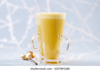 Turmeric latte a golden twist to coffee, The drink is made by steaming milk with aromatic turmeric powder and spices