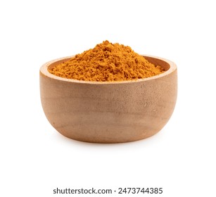 turmeric powder in bowl wooden on white background - Powered by Shutterstock