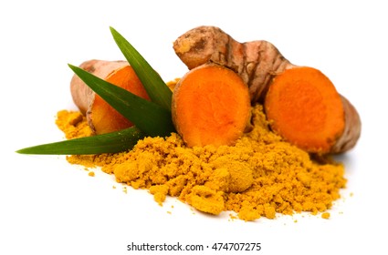 Turmeric Root Turmeric Powder Green Leaves Stock Photo (Edit Now ...