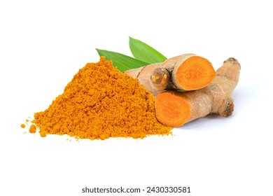 Turmeric powder and turmeric root isolated on white background. - Powered by Shutterstock