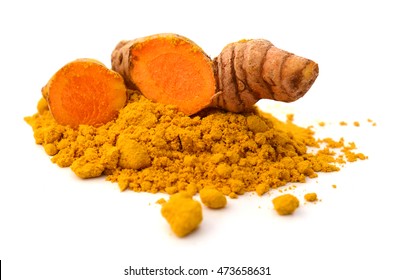 Turmeric Root On White Background