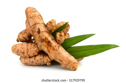 Turmeric Root On White Background