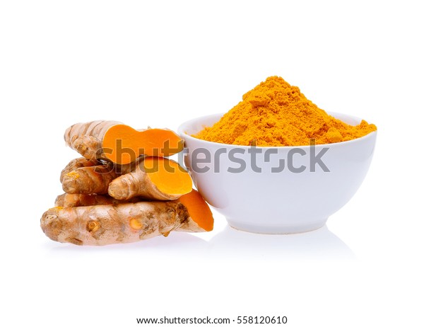 Turmeric Roots Turmeric Powder White Bowl Stock Photo (Edit Now) 558120610