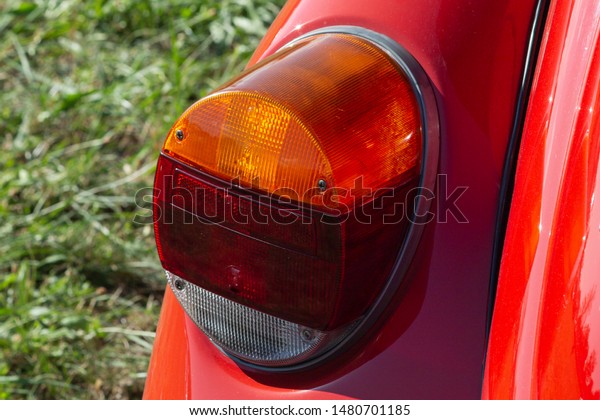 turn\
indicator of german car on a summer sunny\
afternoon
