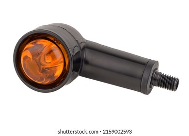 Turn Signal Flashing Motorcycle Light Isolted On White Background.