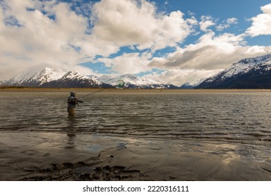 Turnagain Arm, Alaska, USA - May 23 2017: Local Residents Practice A Net Fishing Method From Their Native American Tribe Heritage.