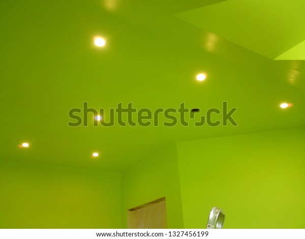 Turned On Recessed Lights Installed Suspended Royalty Free