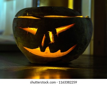 A Turnip With A Carved Face Made For Halloween